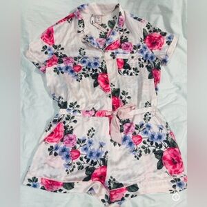 NWT Victoria’s Secret Floral Satin Shorts Romper Sleep Lrg MSRP $59.50 Coquette